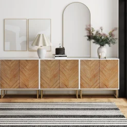 Wood Herringbone TV Console for TVs up to 75