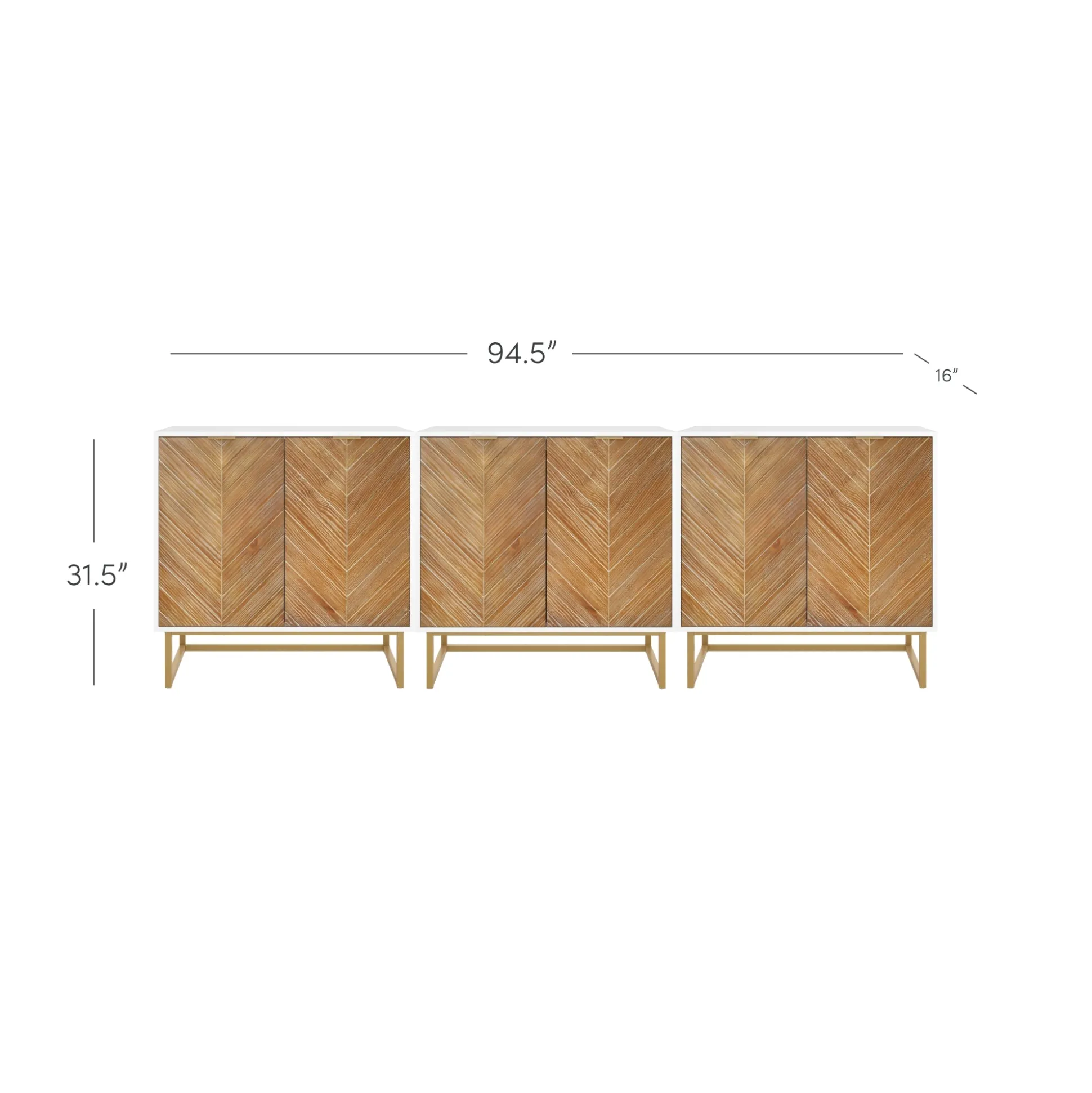 Wood Herringbone TV Console for TVs up to 75" Natural Wash/White
