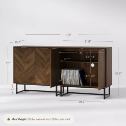 Wood Herringbone TV Console for TVs up to 65