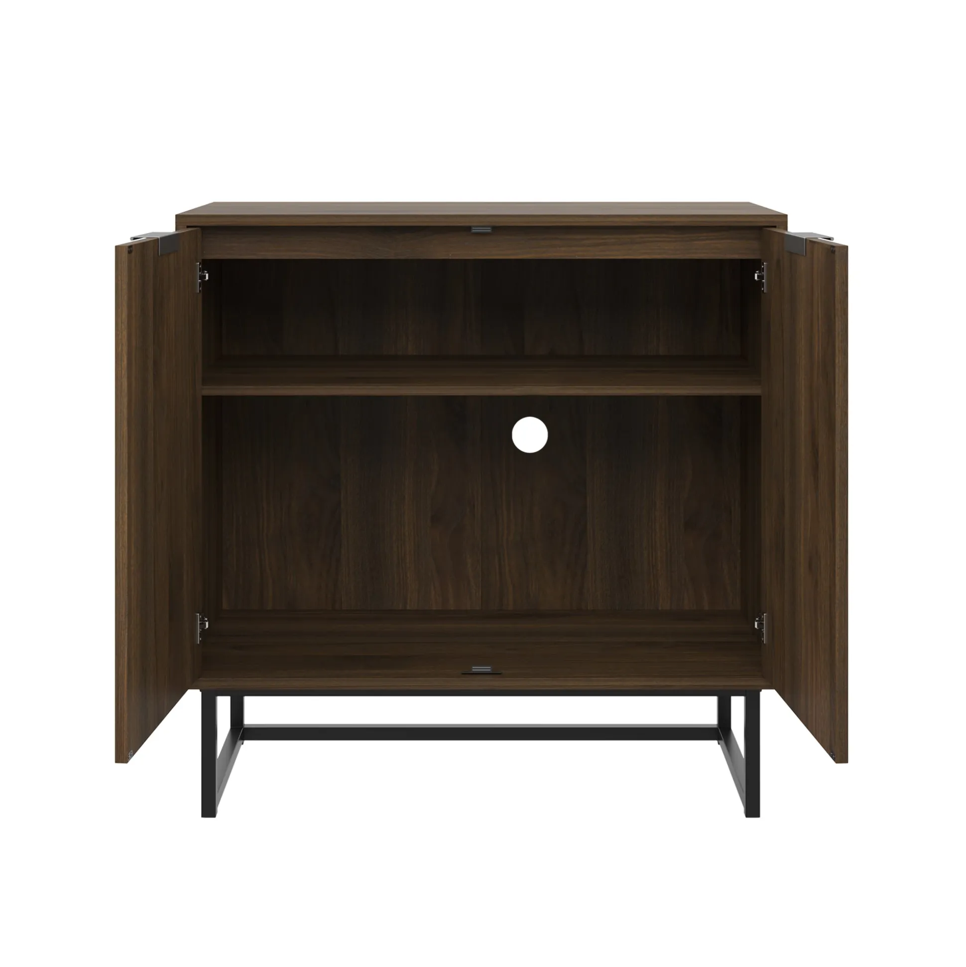 Wood Herringbone TV Console for TVs up to 65" Walnut