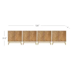 Wood Herringbone TV Console for TVs up to 100
