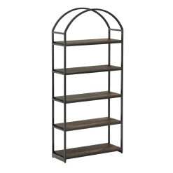 Wood & Metal 5-Shelf Arched Bookshelf Black