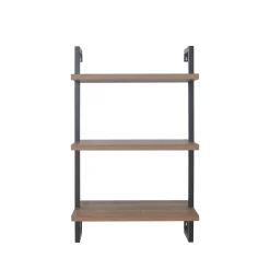 Wood & Metal 3-Shelf Floating Bookshelf Oak