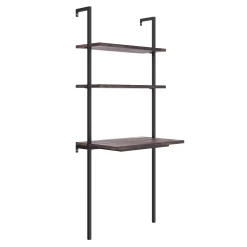 Wood & Metal Wall Mount Office Desk Set Nutmeg