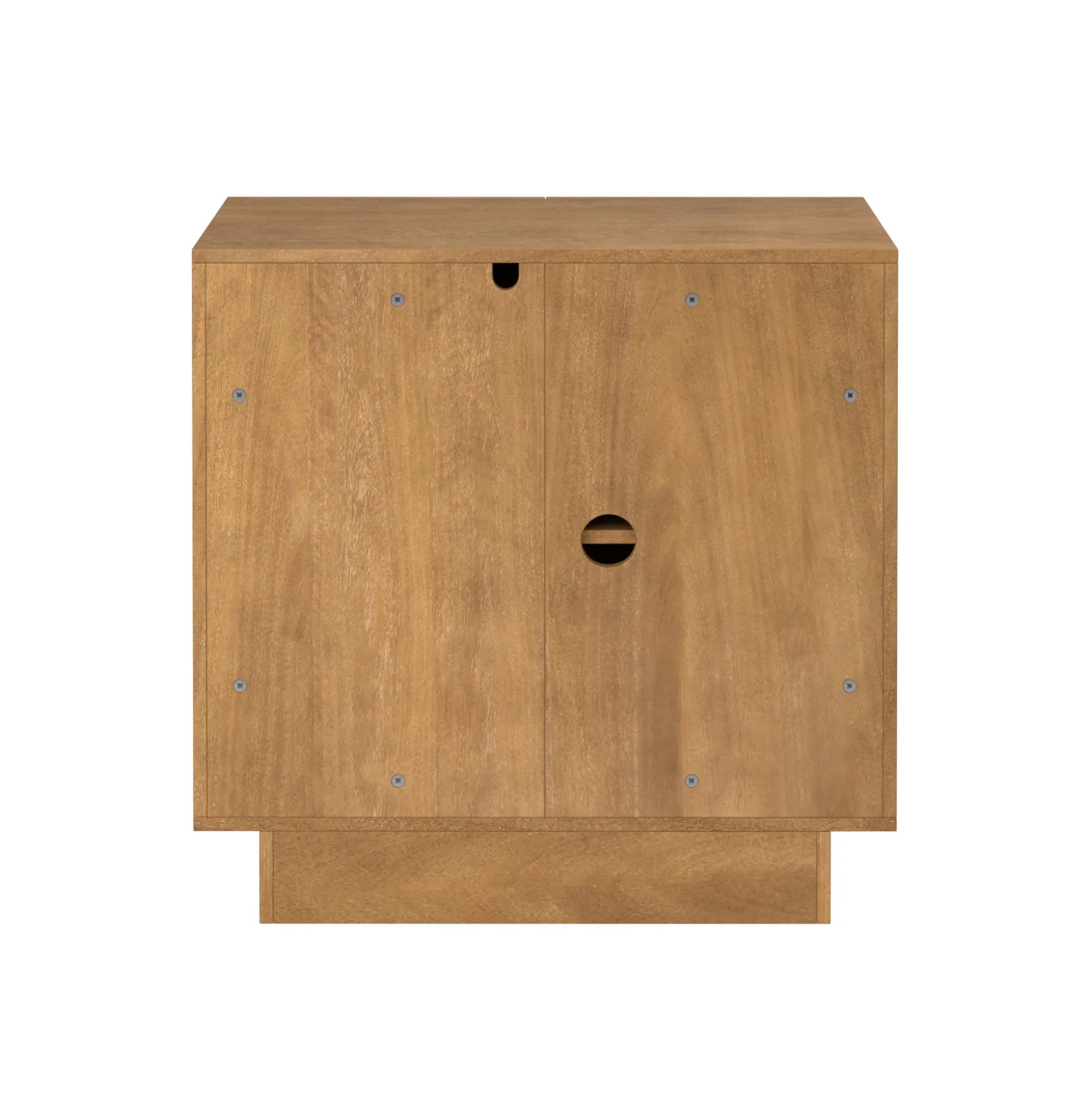 Wood Mid-Century Arched Storage Cabinet Light Brown