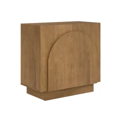 Wood Mid-Century Arched Storage Cabinet Light Brown