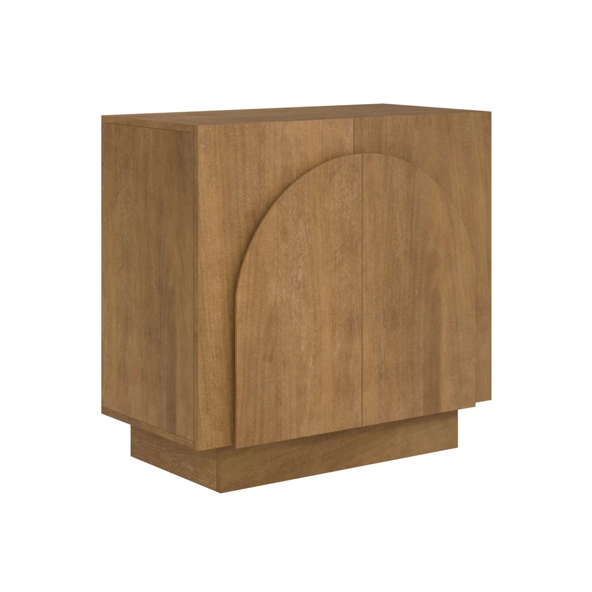 Wood Mid-Century Arched Storage Cabinet Light Brown