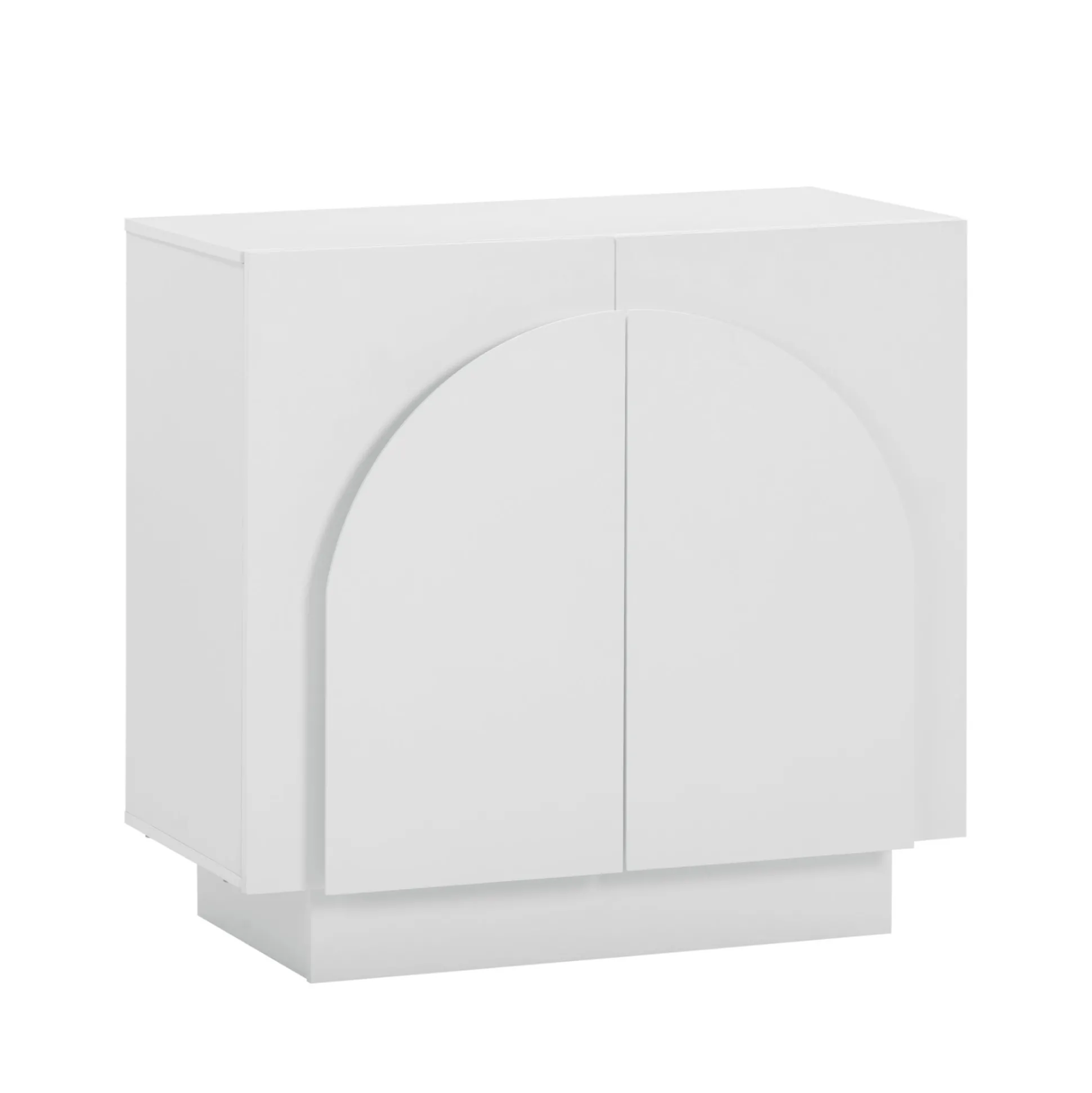 Wood Mid-Century Arched Storage Cabinet White
