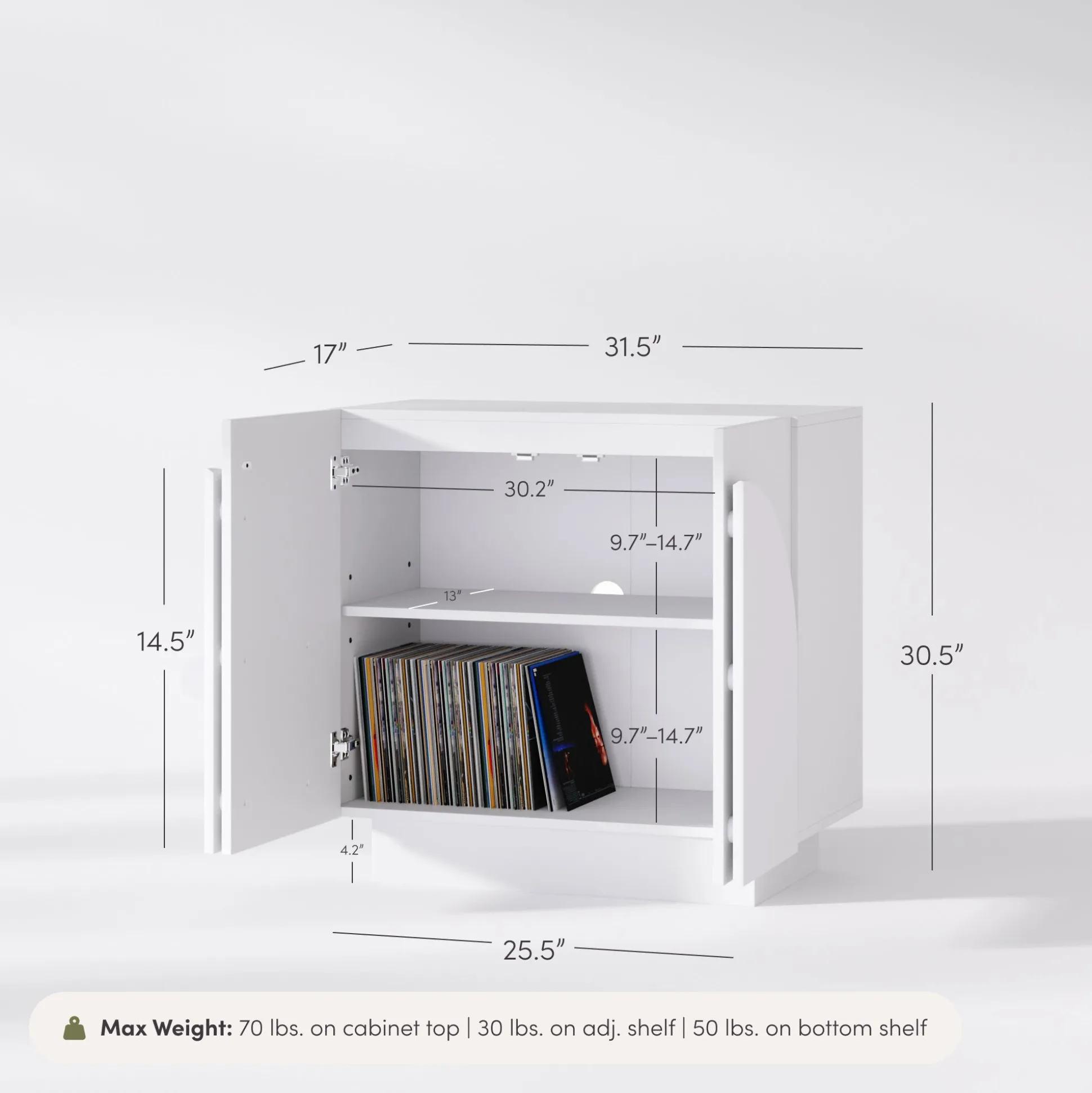Wood Mid-Century Arched Storage Cabinet White
