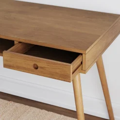Wood Mid-Century Modern Writing Desk with Drawer