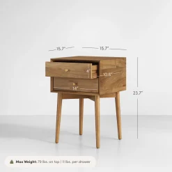 Wood Mid-Century Nightstand Acacia