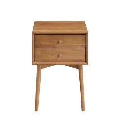 Wood Mid-Century Nightstand Acacia