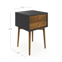 Wood Mid-Century Nightstands Black (Set of 2)