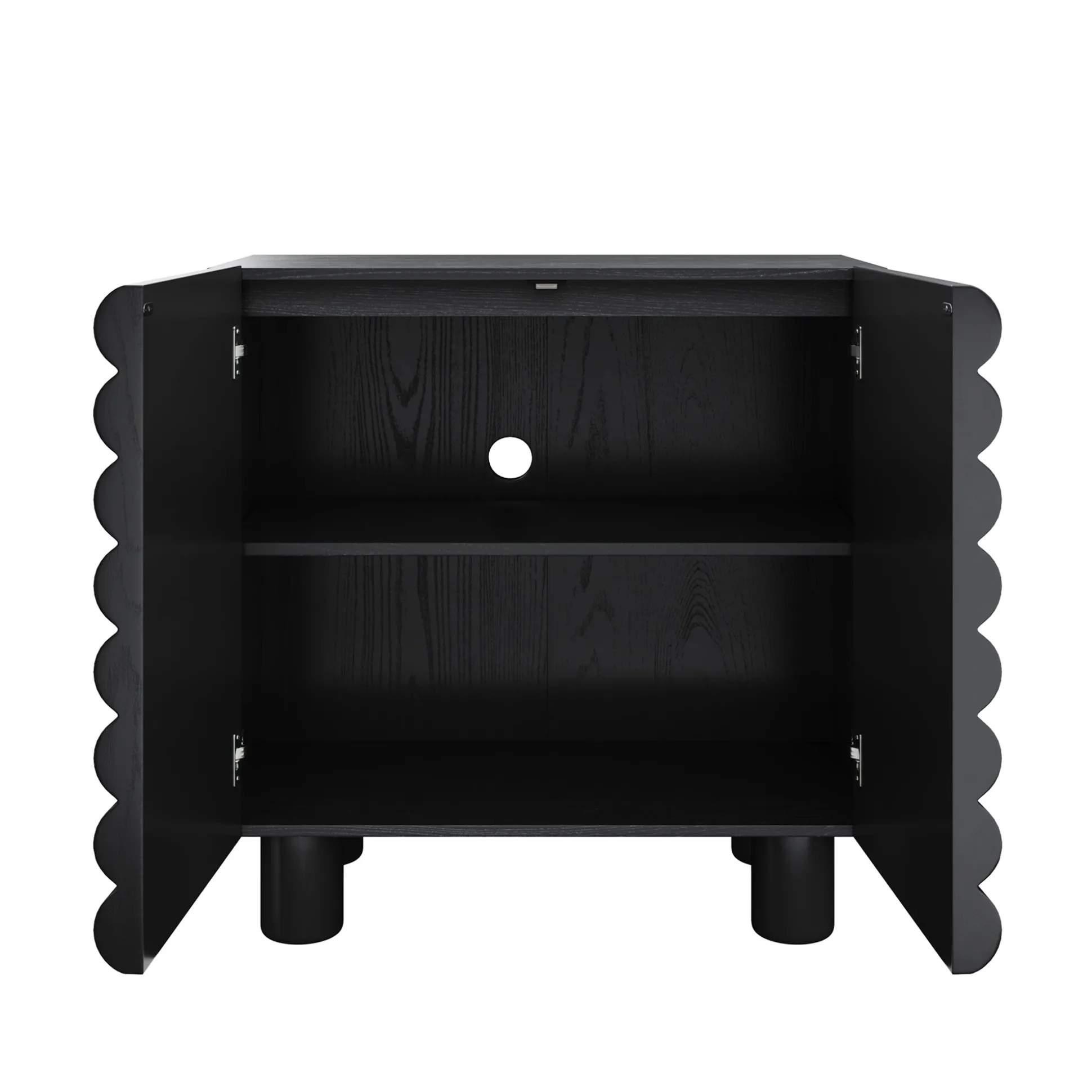 Wood Modern Accent Cabinet with Sculpted Door Black