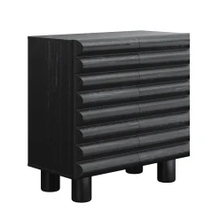 Wood Modern Accent Cabinet with Sculpted Door Black