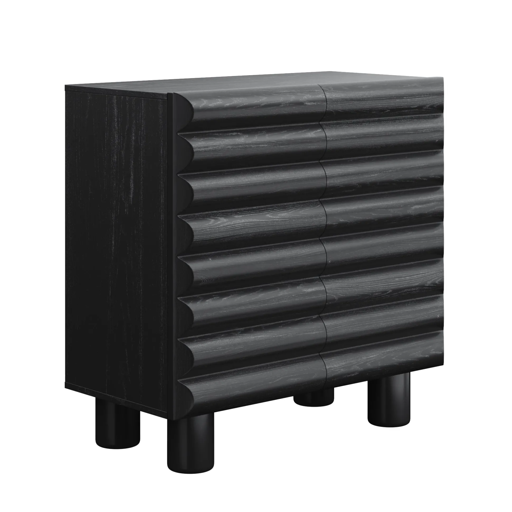 Wood Modern Accent Cabinet with Sculpted Door Black