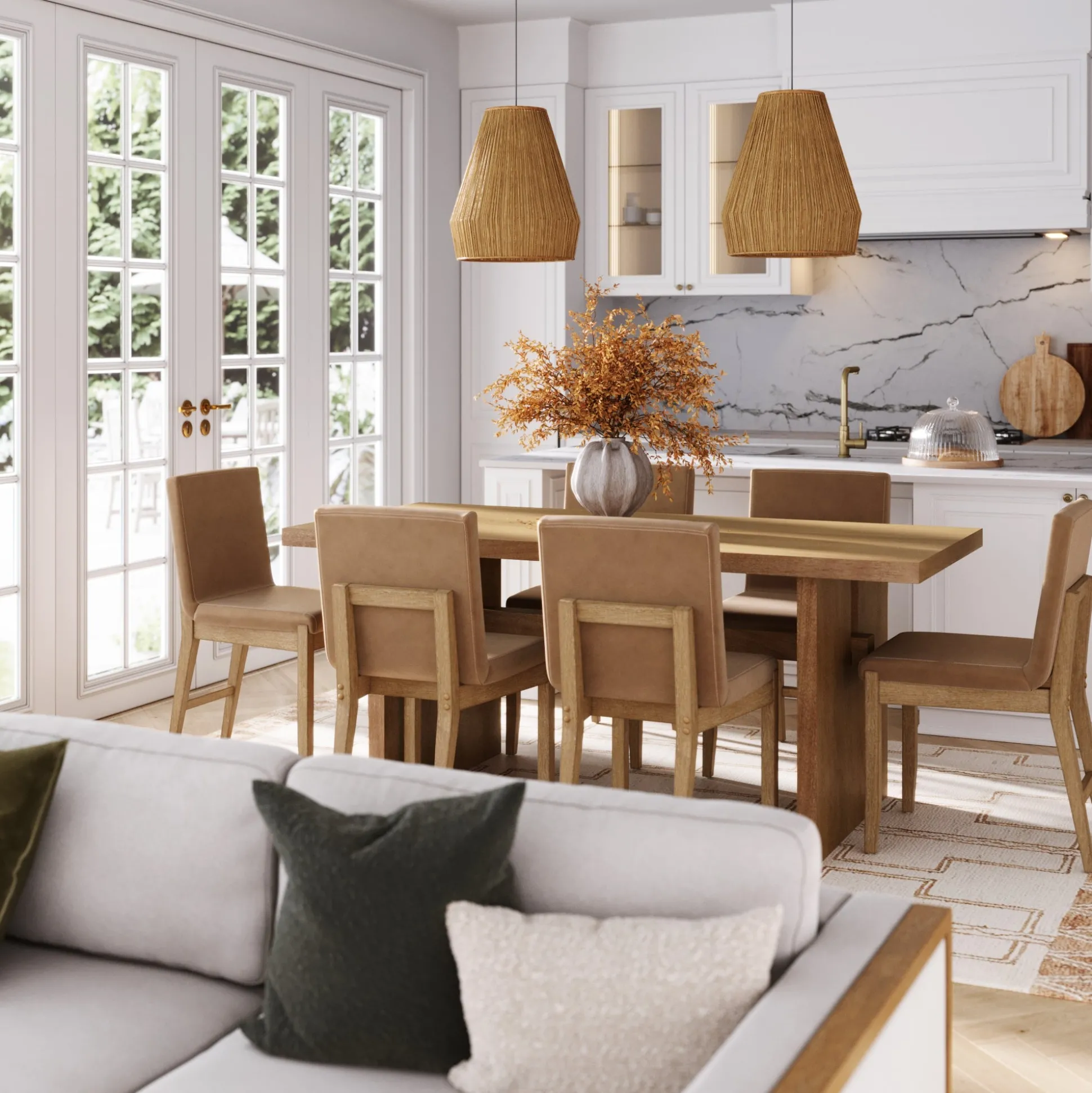 Wood Modern Farmhouse Dining Table Light Brown