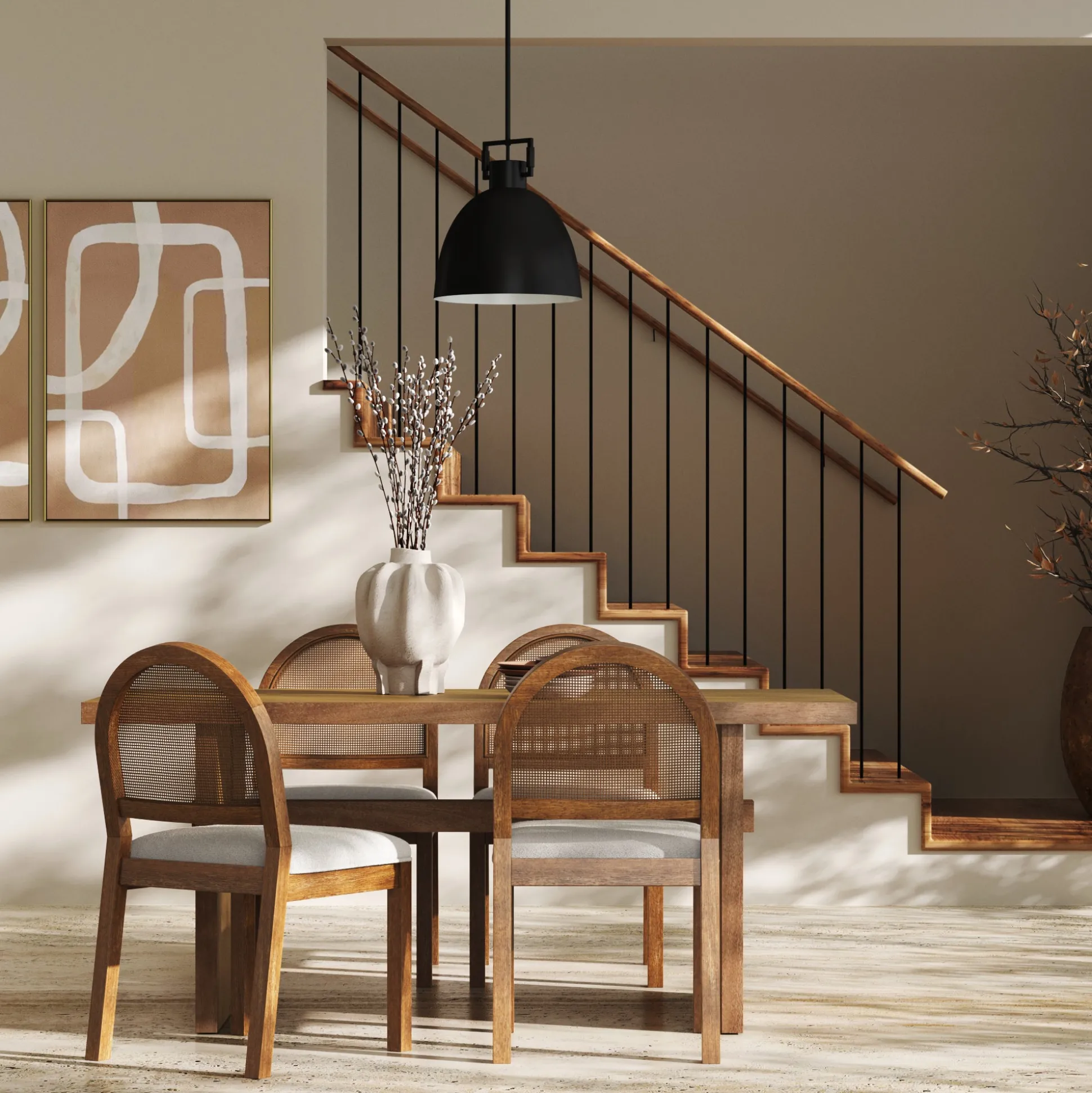 Wood Modern Farmhouse Dining Table Light Brown