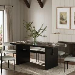 Wood Modern Farmhouse Dining Table Black Oak