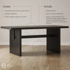 Wood Modern Farmhouse Dining Table Black Oak