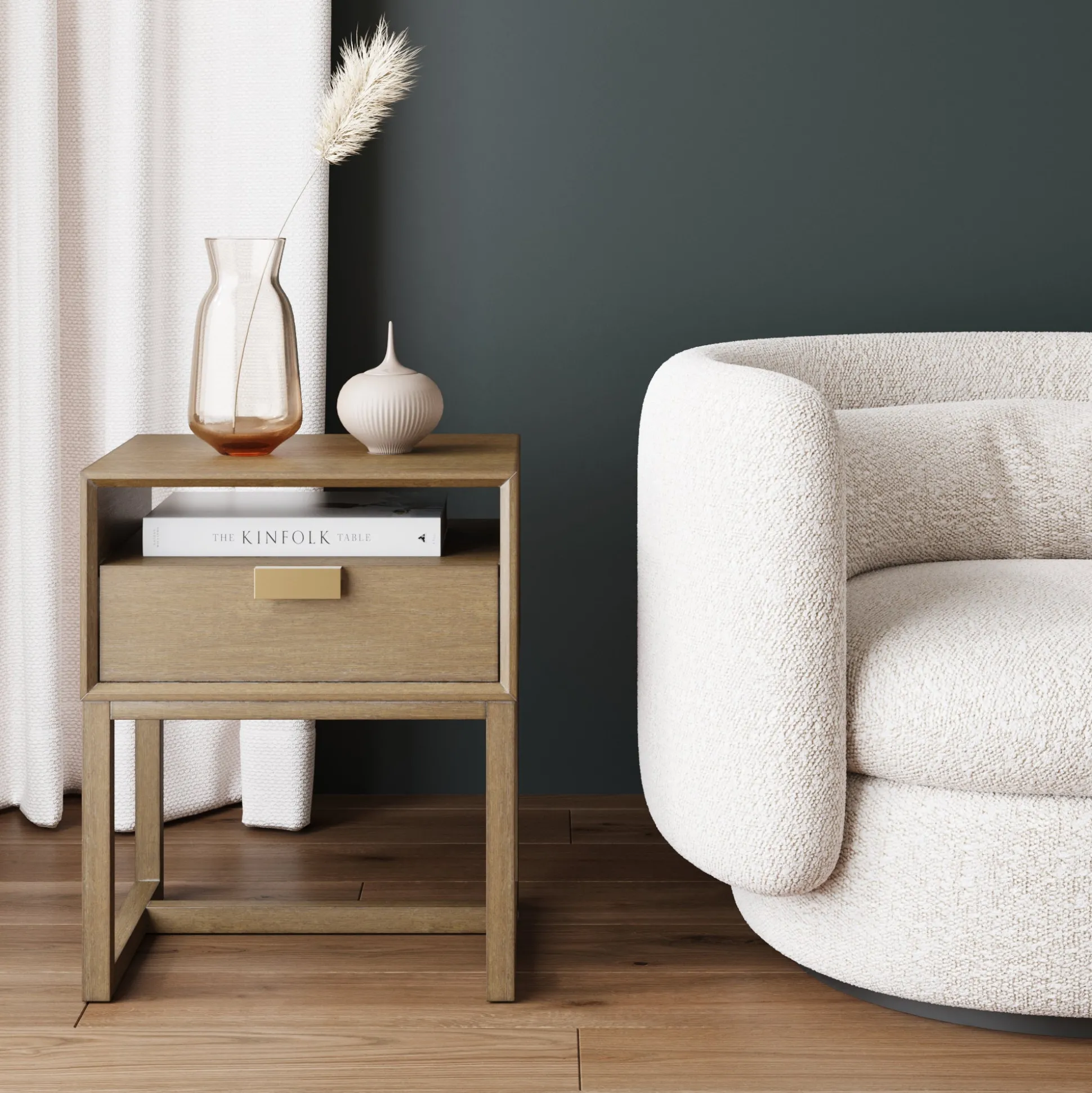 Wood Modern Farmhouse Nightstands (Set of 2)