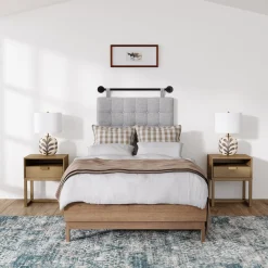 Wood Modern Farmhouse Nightstands (Set of 2)