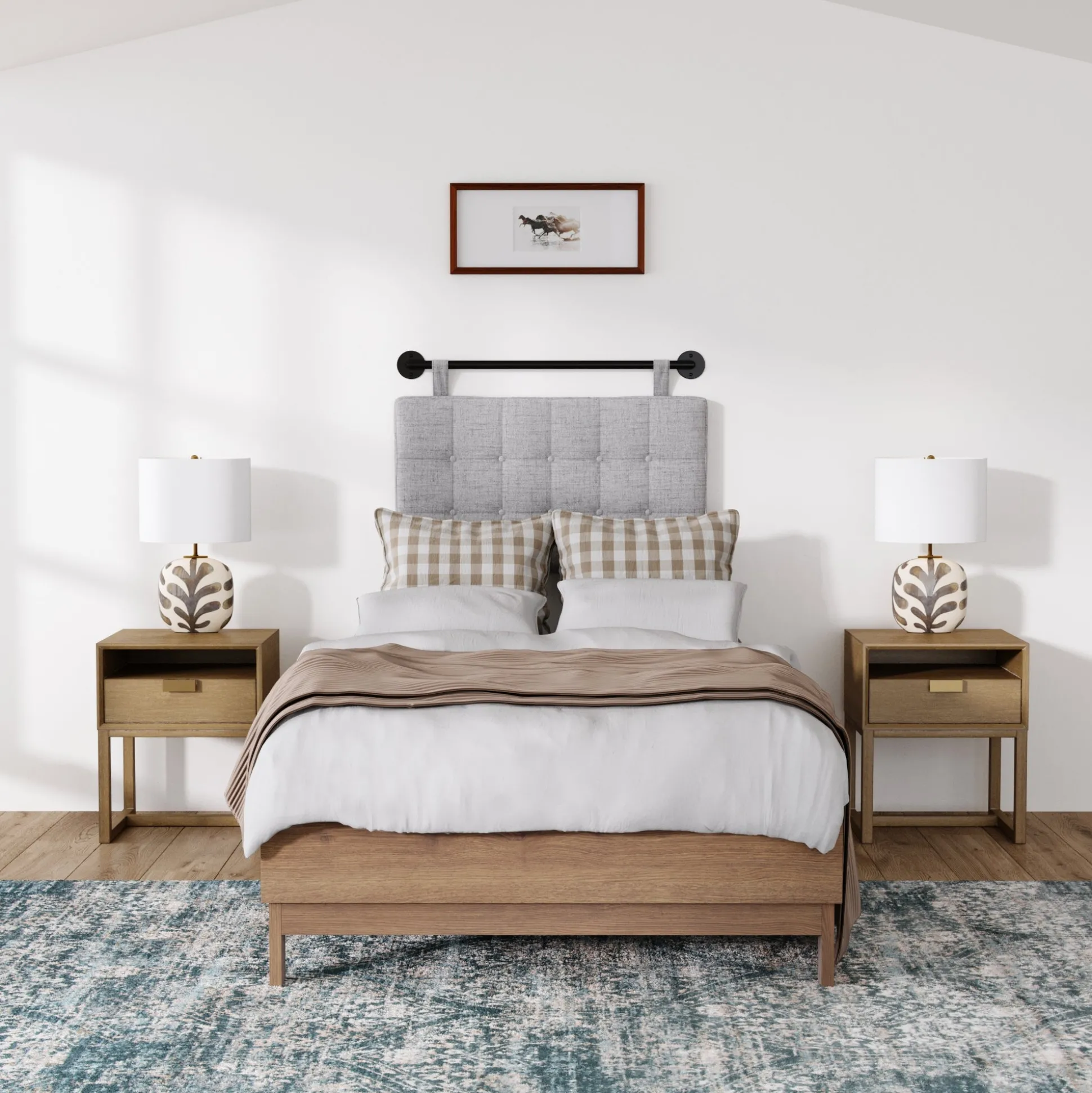 Wood Modern Farmhouse Nightstands (Set of 2)