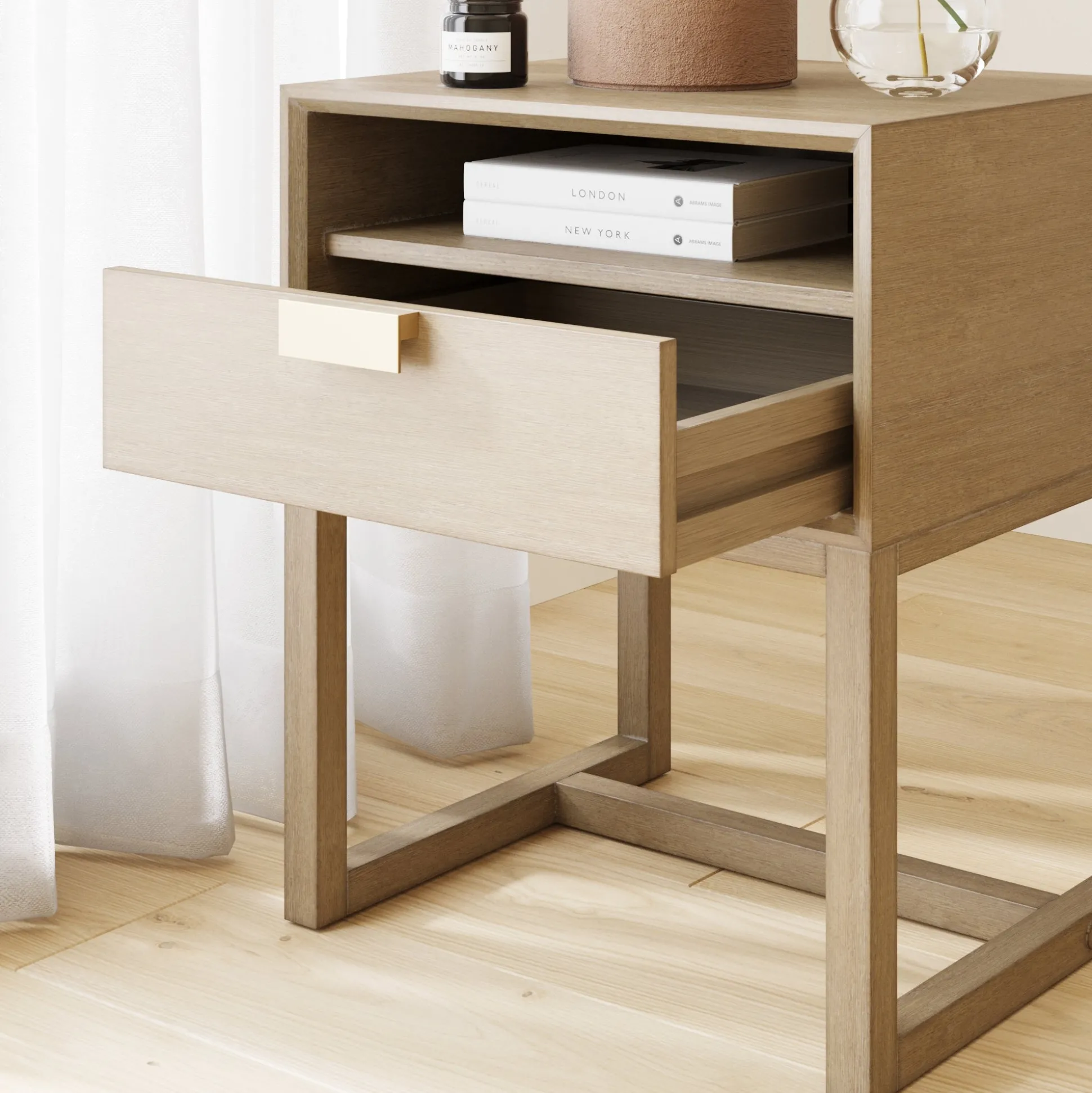 Wood Modern Farmhouse Nightstands (Set of 2)