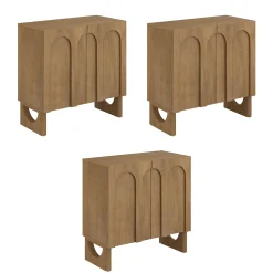 Wood Modular TV Console with Arched Doors for TVs up to 75