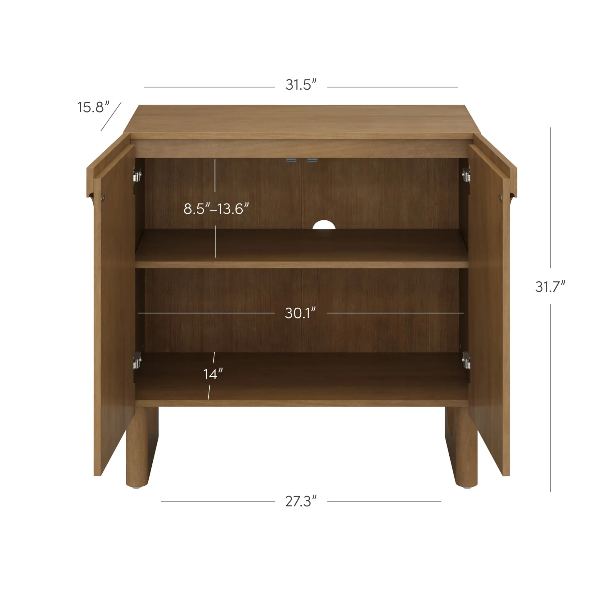 Wood Modular TV Console with Arched Doors for TVs up to 65" Light Brown