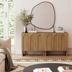 Wood Modular TV Console with Arched Doors for TVs up to 65