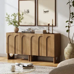 Wood Modular TV Console with Arched Doors for TVs up to 65