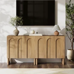 Wood Modular TV Console with Arched Doors for TVs up to 65