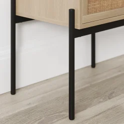 Wood & Rattan 2-Drawer Nightstand Light Oak