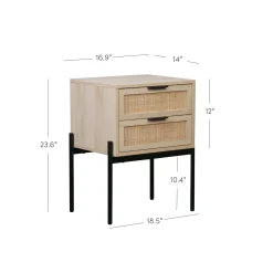 Wood & Rattan Nightstands Light Oak (Set of 2)