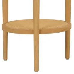 Wood & Rattan Round End Tables Warm Pine (Set of 2)