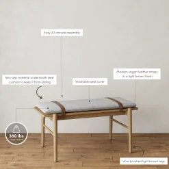Wood Removable Cushion Upholstered Bench