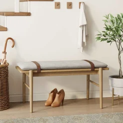 Wood Removable Cushion Upholstered Bench