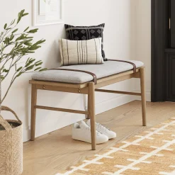Wood Removable Cushion Upholstered Bench