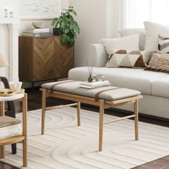 Wood Removable Cushion Upholstered Bench