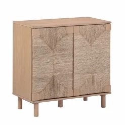 Wood & Seagrass Storage Cabinet Raw Oak