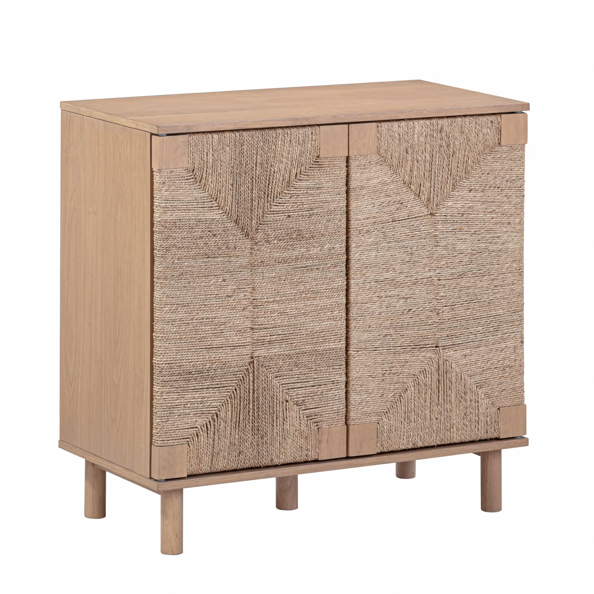 Wood & Seagrass Storage Cabinet Raw Oak