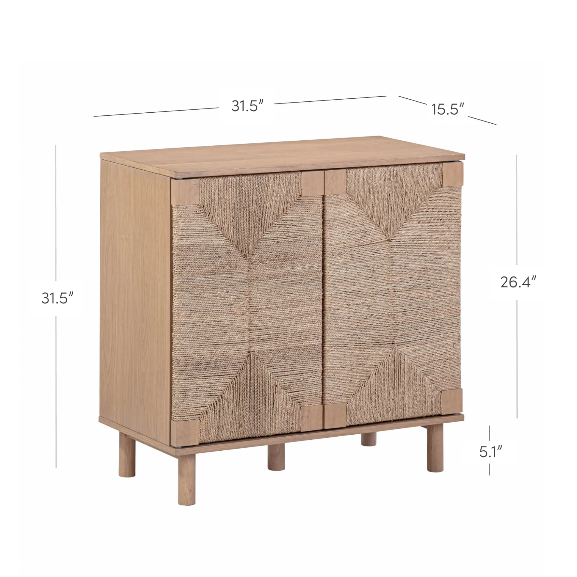 Wood & Seagrass Storage Cabinet Raw Oak