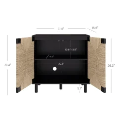 Wood & Seagrass Storage Cabinet Black