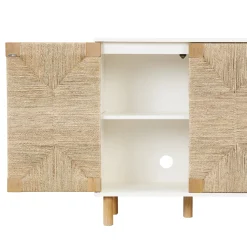 Wood & Seagrass Storage Cabinet White