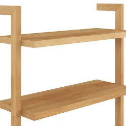 Wood 5-Shelf Ladder Wall Bookshelf Warm Pine