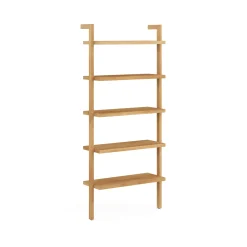 Wood 5-Shelf Ladder Wall Bookshelf Warm Pine