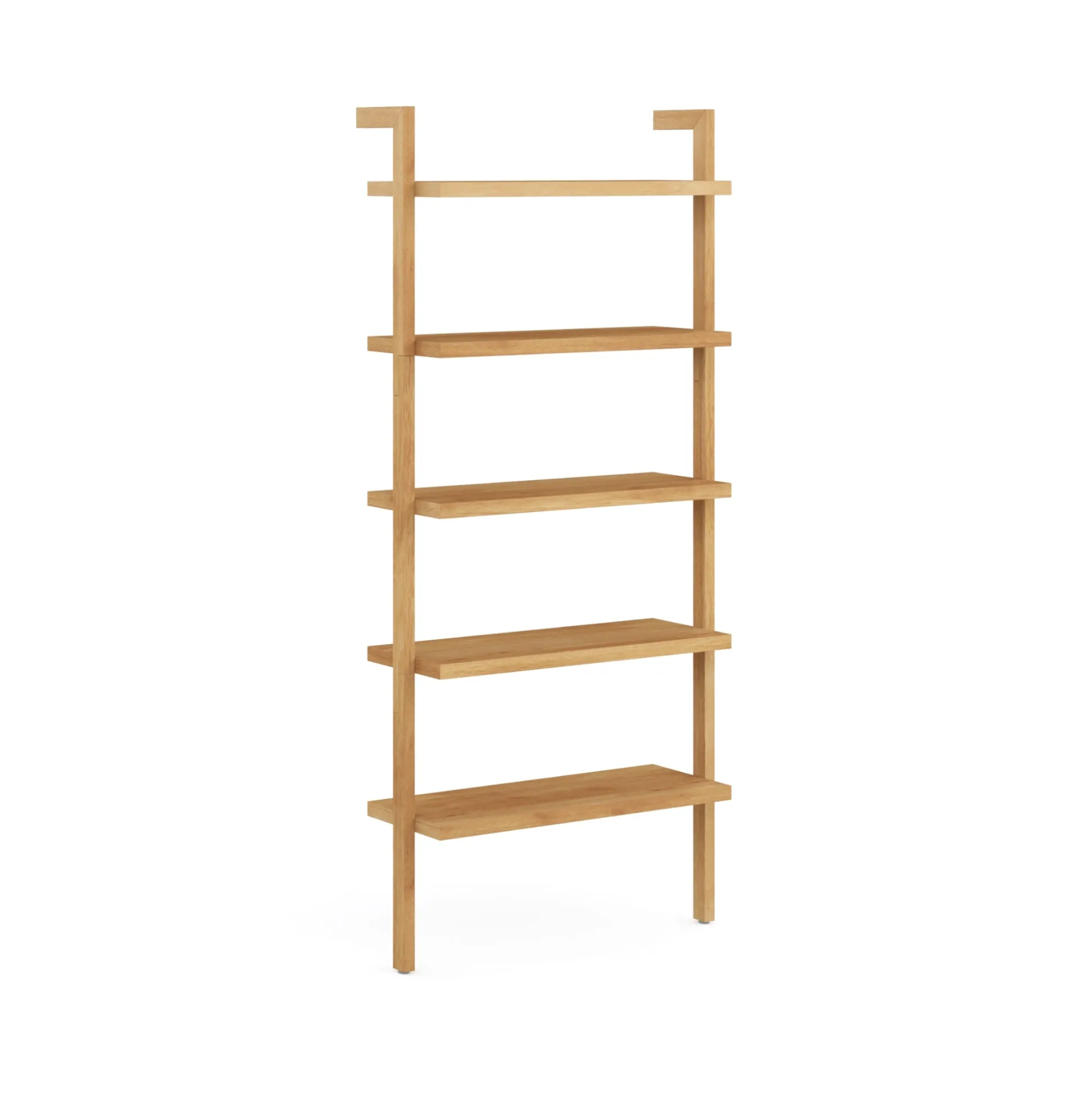 Wood 5-Shelf Ladder Wall Bookshelf Warm Pine