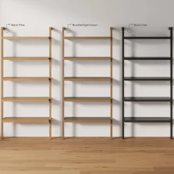 Wood 5-Shelf Ladder Wall Bookshelf Warm Pine (Set of 3)
