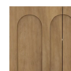 Wood Storage Cabinet with Arched Doors Light Brown